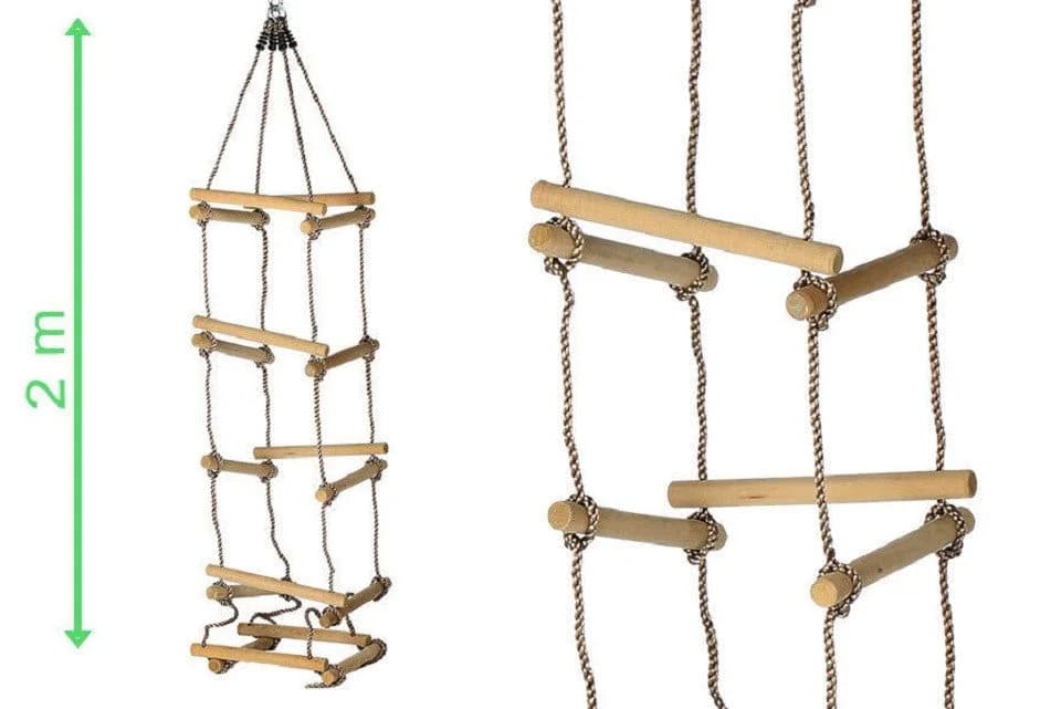Gartenpirat Strickleiter mit 5 Ebenen 2 m mit Holzsprossen