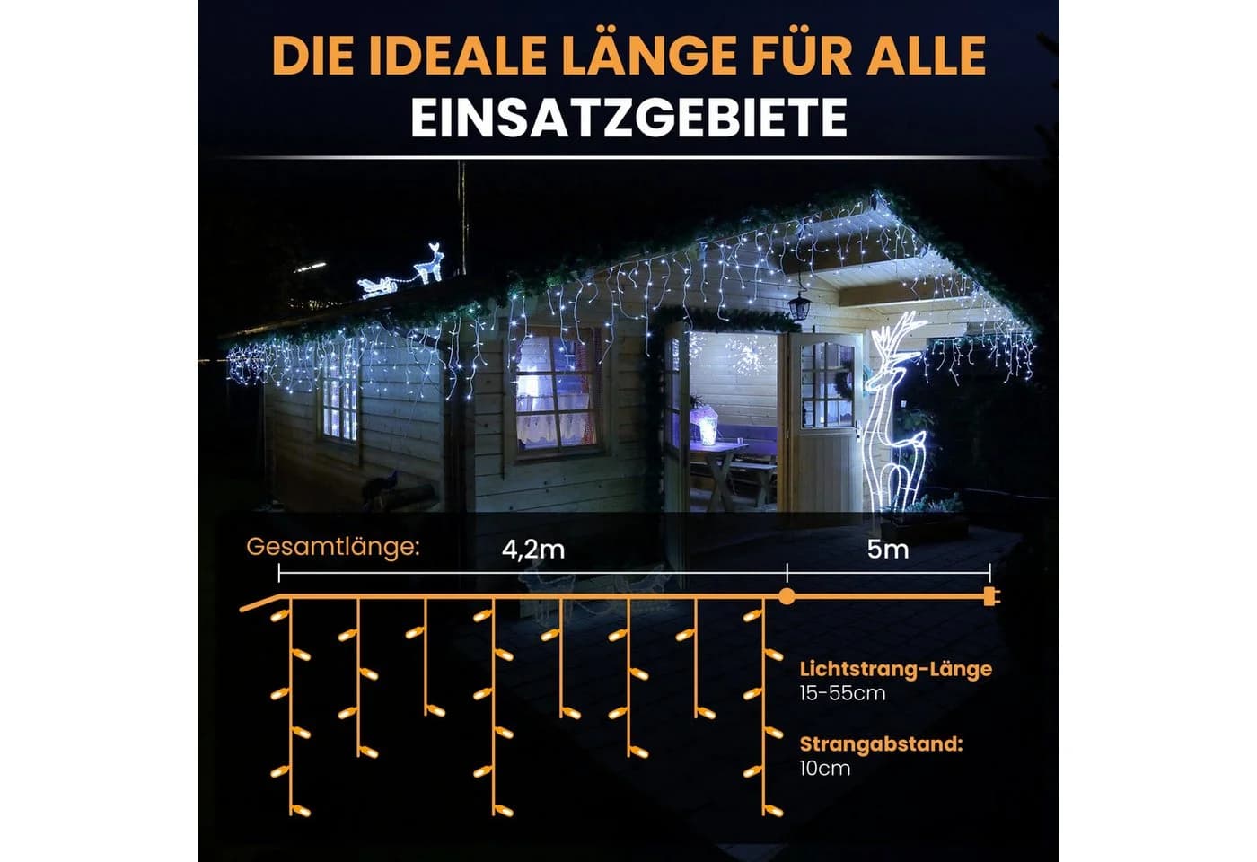Gartenpirat LED-Eisregen Lichterkette mit Timer IP44 - Bild 5