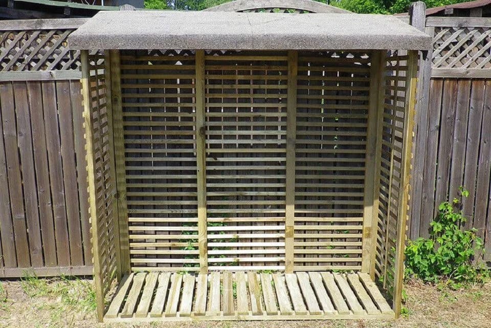Gartenpirat Kaminholzregal mit Rückwand KDI grün
