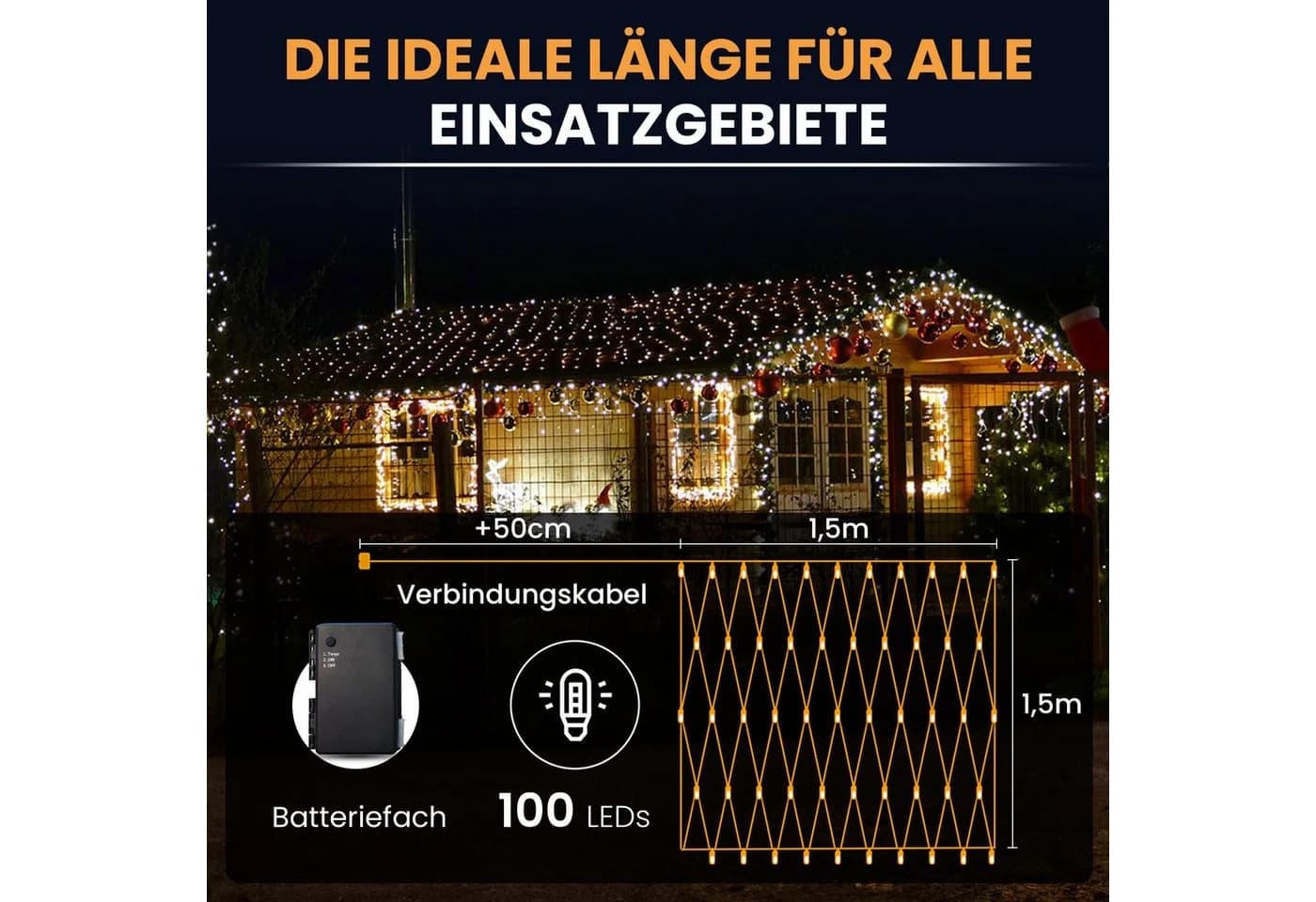 Gartenpirat Lichternetz warmweiß mit Timer und Batteriebetrieb - Bild 3