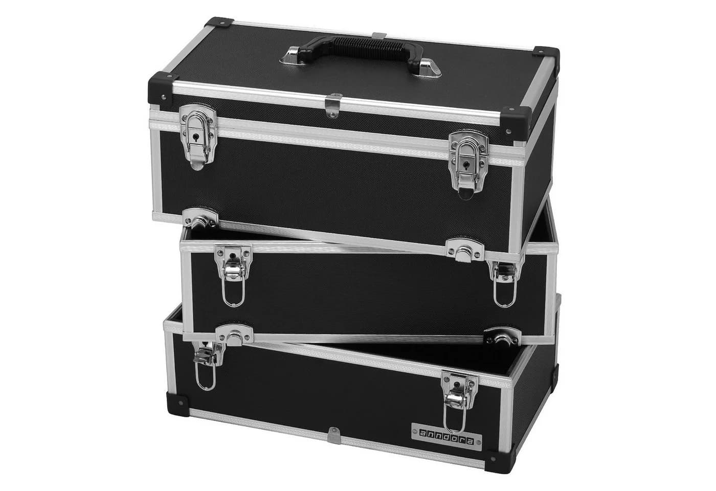 anndora Werkzeugkoffer Aluminium, 4 Standfüße, Schwarz