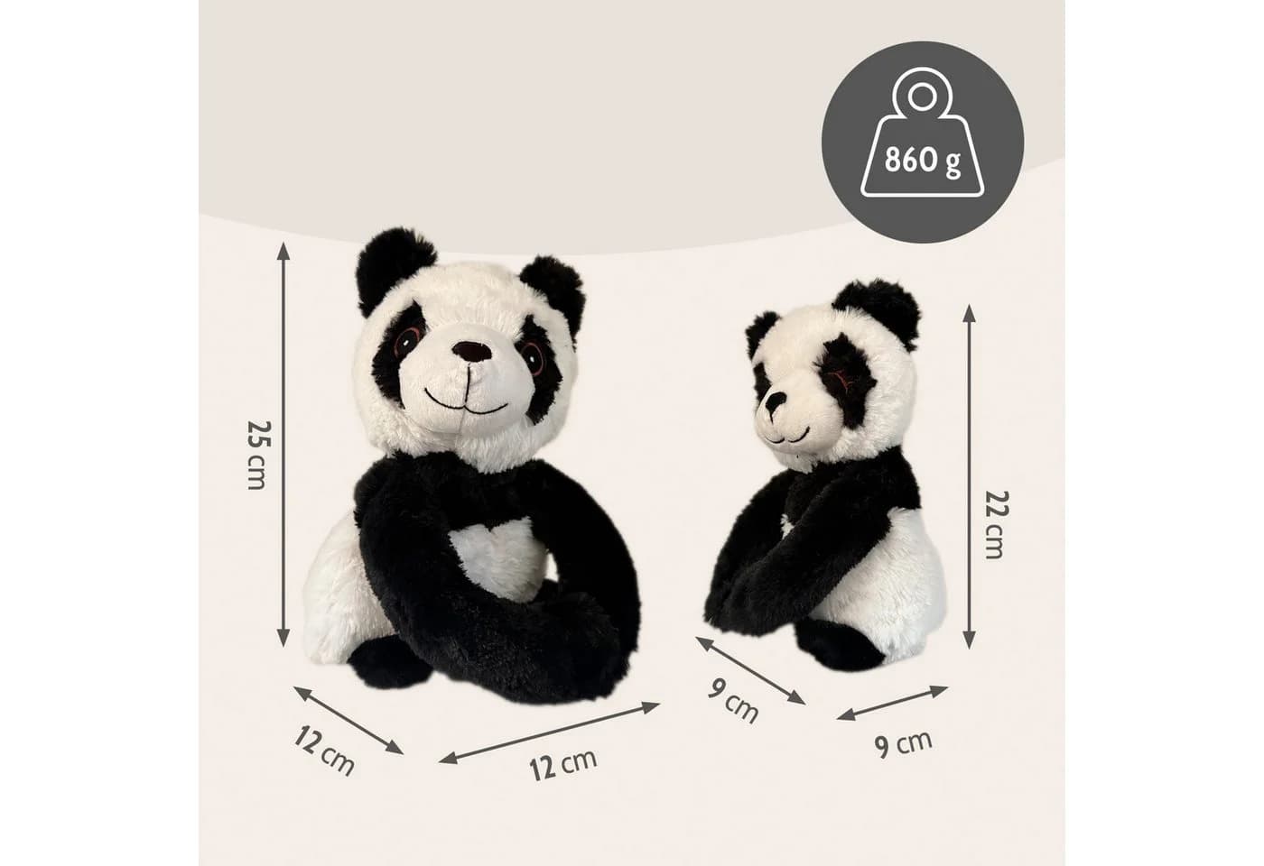 Habibi Plush Wärmekissen Panda Mama + Kind Schwarz/Weiß