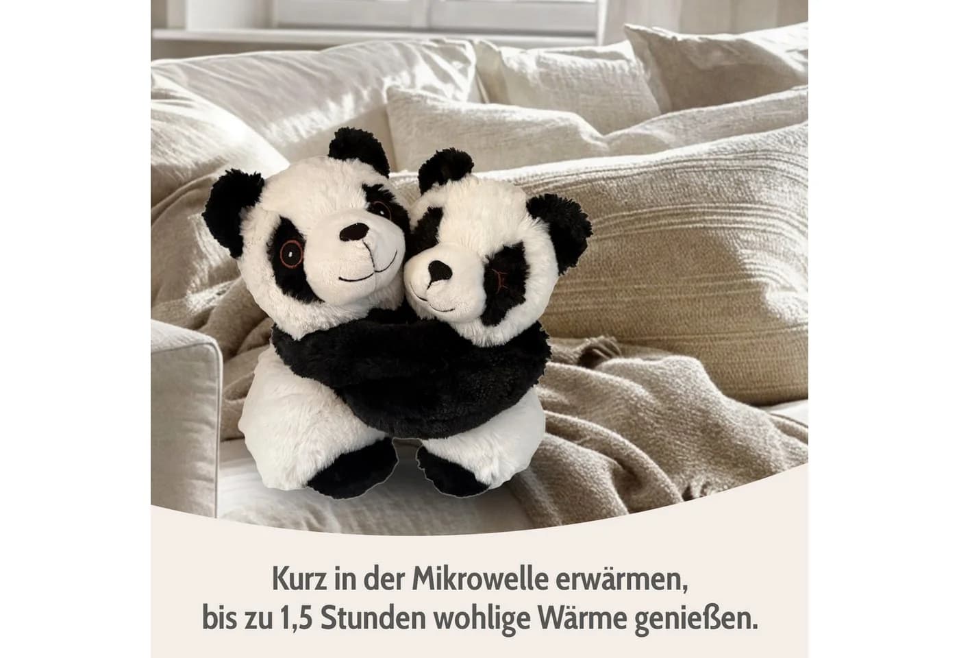 Habibi Plush Wärmekissen Panda Mama + Kind Schwarz/Weiß - Bild 5