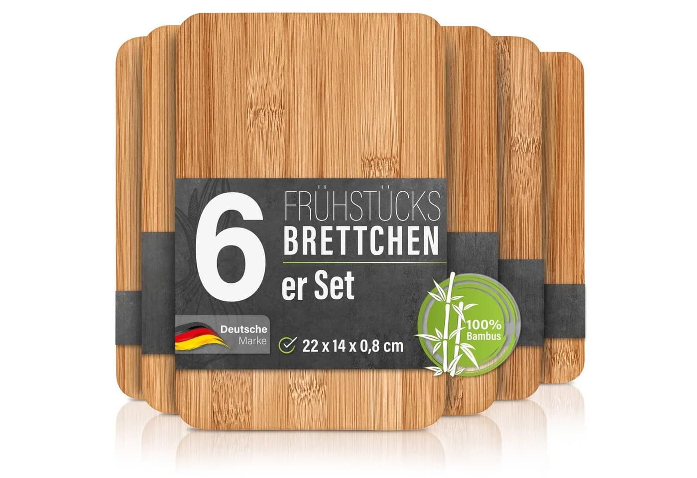 bonsport Frühstücksbrett 6er Set Bambus Braun - Bild 2