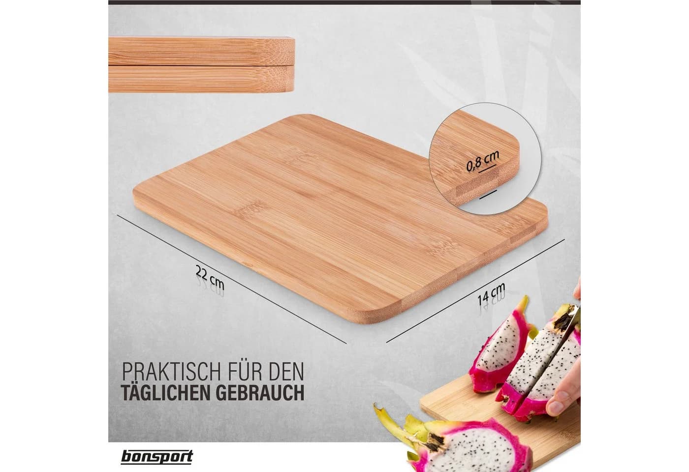 bonsport Frühstücksbrett 6er Set Bambus Braun - Bild 3