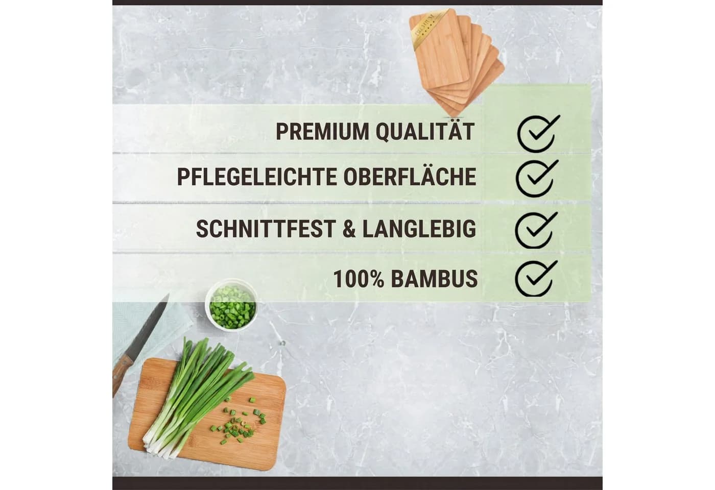 bonsport Frühstücksbrett 6er Set Bambus Braun - Bild 4