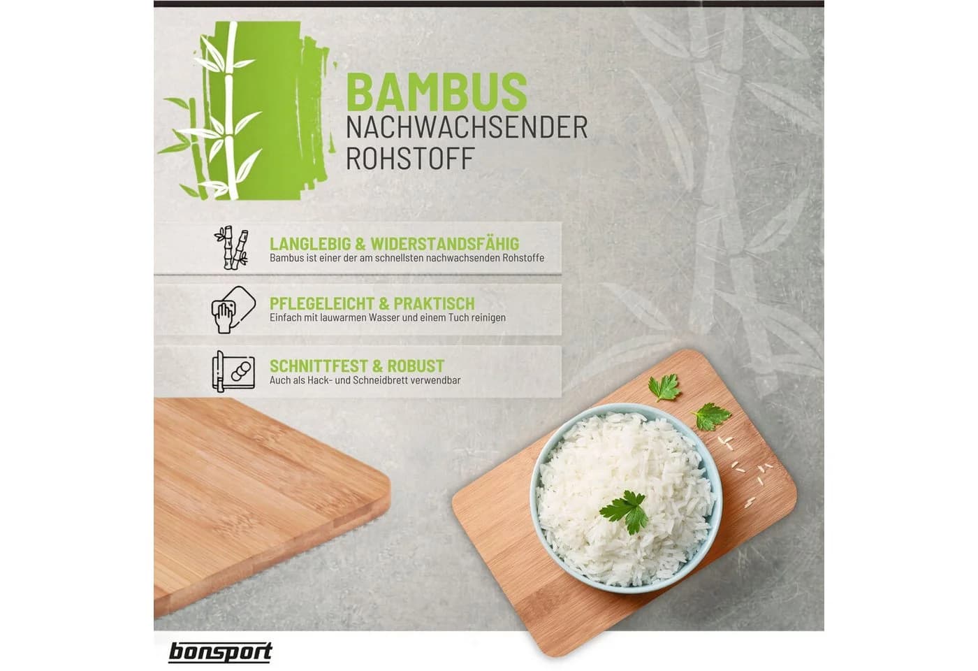 bonsport Frühstücksbrett 6er Set Bambus Braun - Bild 5