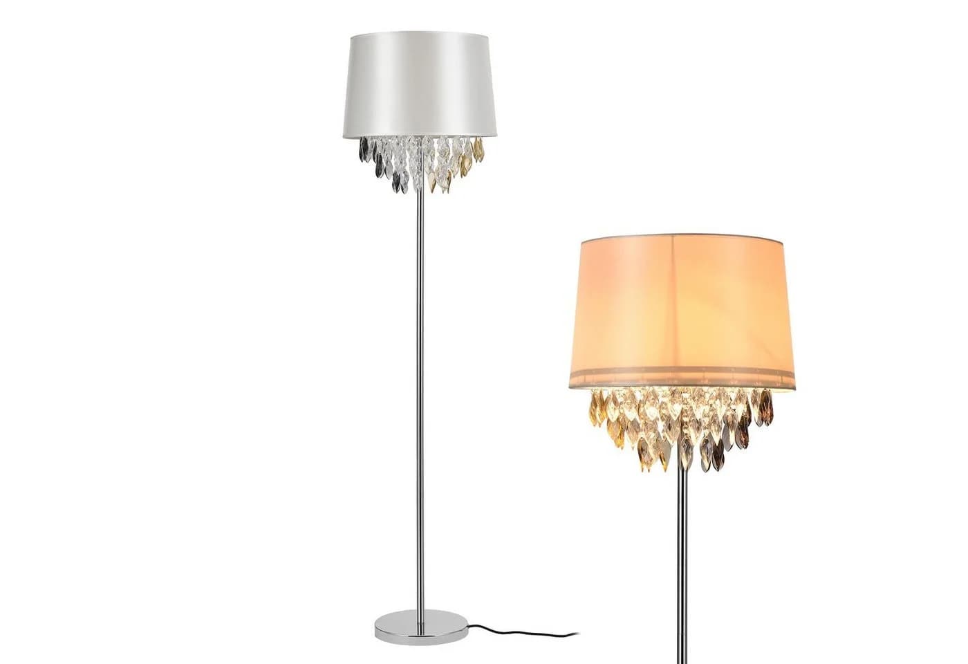 lux.pro Stehlampe Royality 1xE27 mit weißem Schirm und bunten Kunstkristallen - Bild 4