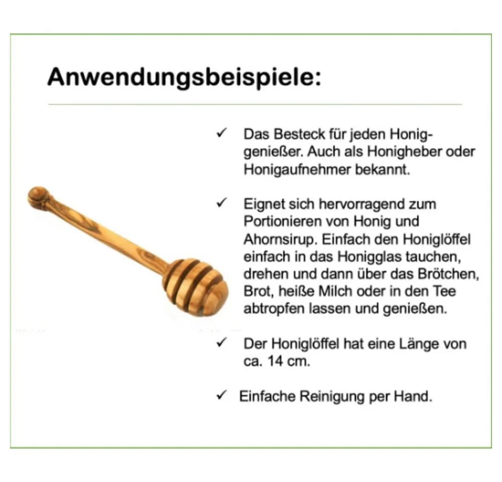 Olivenholz-erleben Honiglöffel aus massivem Olivenholz braun - Bild 4