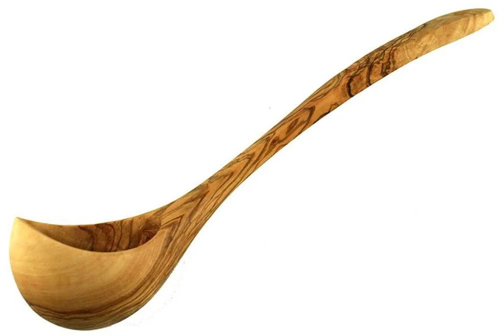 Schöpflöffel OLIVENHOLZ-ERLEBEN Suppenkelle aus naturbelassenem Olivenholz