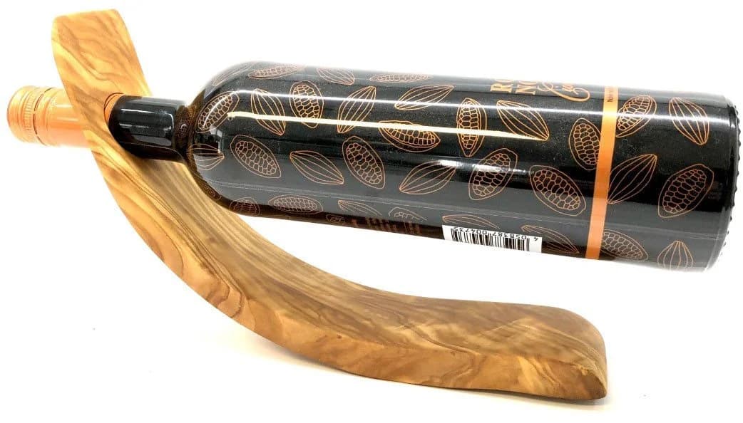 Olivenholz-erleben Weinflaschenhalter Mond aus Massivholz - Bild 2
