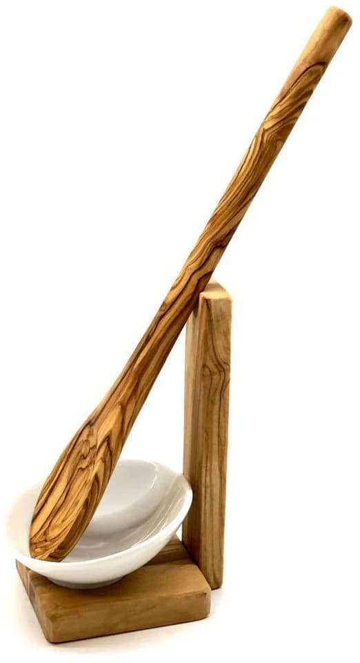 Olivenholz-erleben Kochlöffelhalter Set mit Porzellanschale - Bild 3
