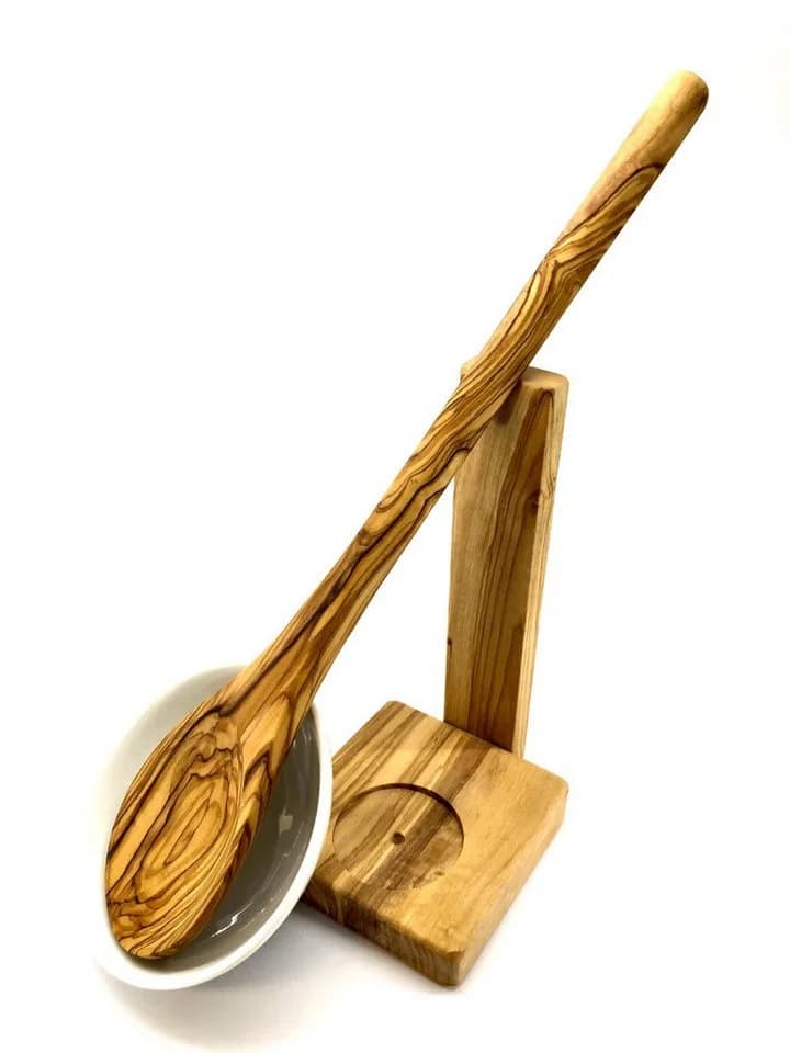 Olivenholz-erleben Kochlöffelhalter Set mit Porzellanschale - Bild 4