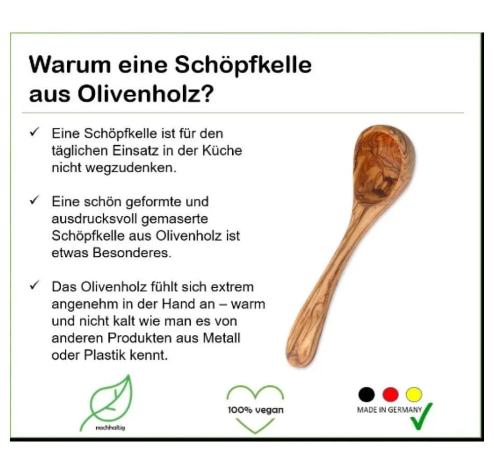 Olivenholz-erleben Schöpfkelle aus echtem Olivenholz - Bild 4