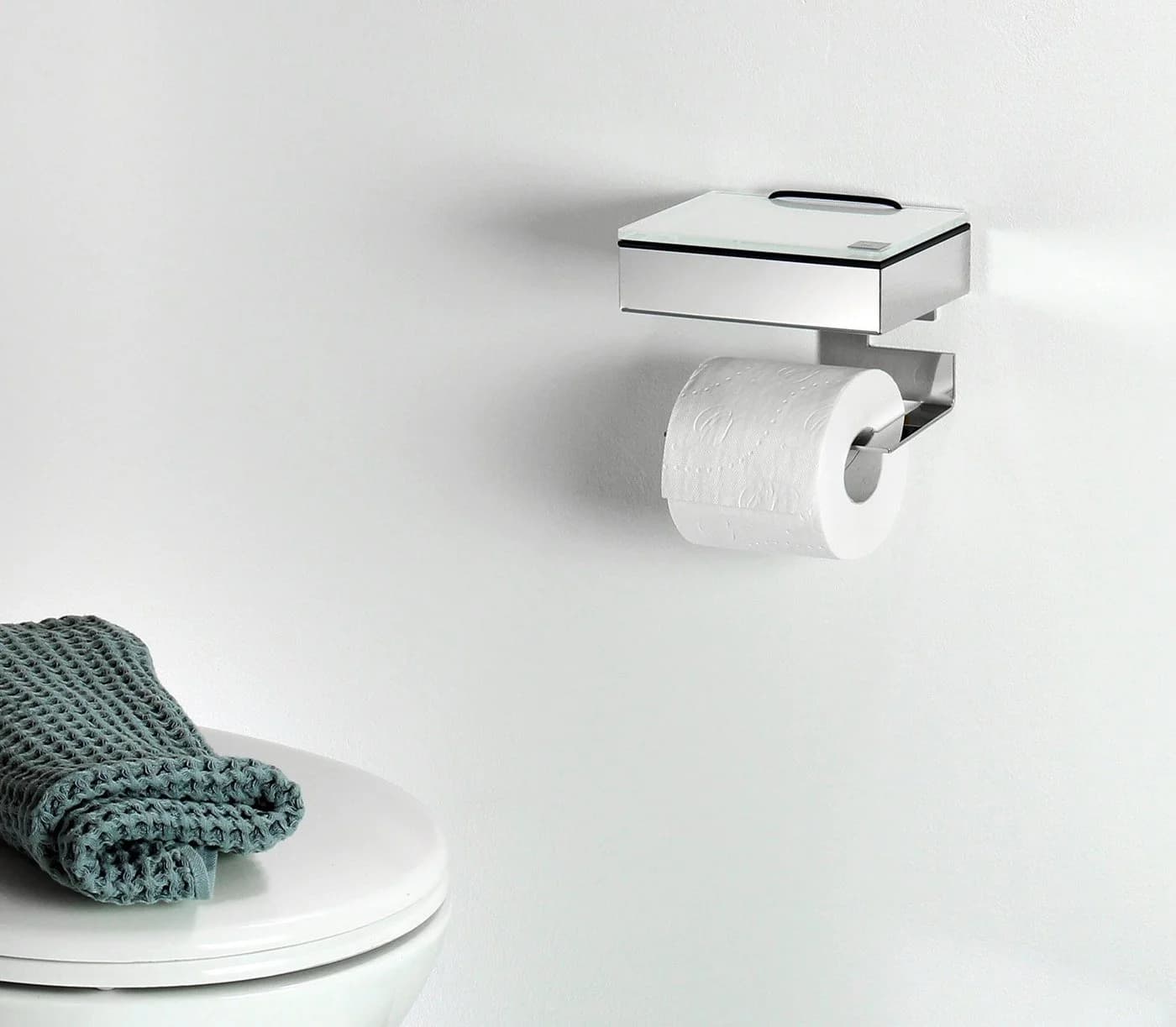 Schönbeck Design Toilettenpapierhalter mit Feuchttücherbox Weiß Modern