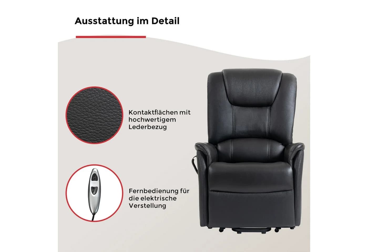 TV-Sessel DUO COLLECTION Messina XXL Schwarz mit Aufstehhilfe - Bild 5