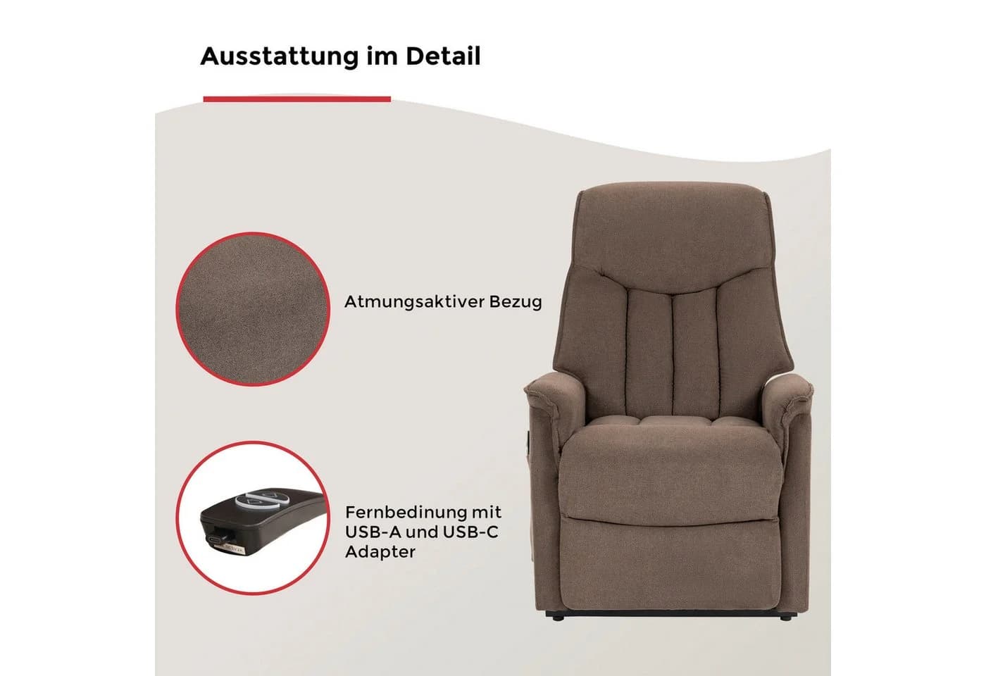 TV-Sessel DUO COLLECTION Aurora XXL Elektrisch Relaxbraun - Bild 3