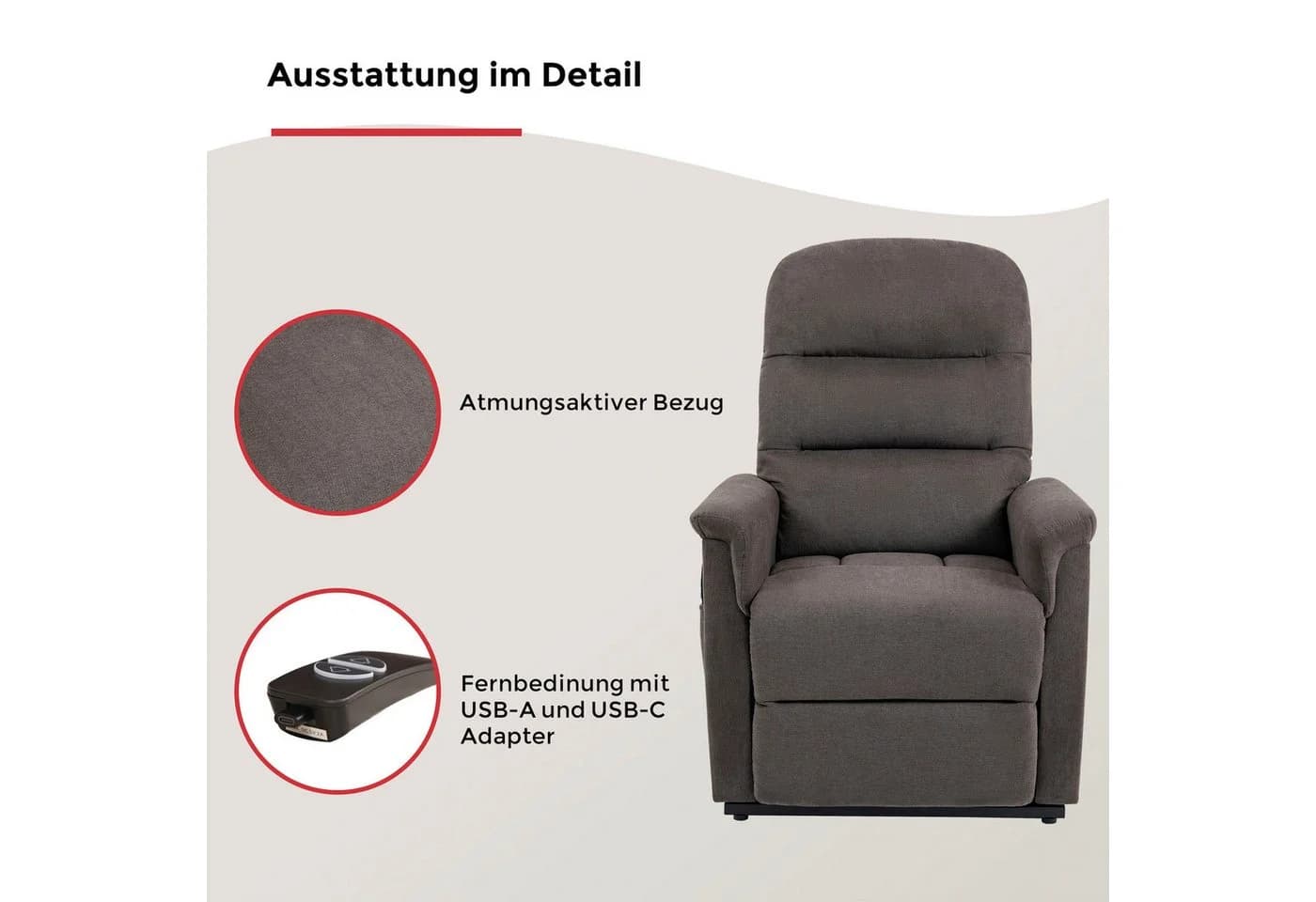 Duo Collection TV-Sessel Whitehorse XXL mit elektrischer Aufstehhilfe - Bild 3