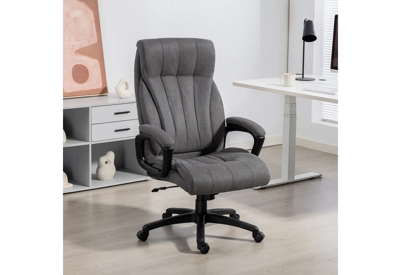Chefsessel John XXL Grau Microfaser mit Wippfunktion
