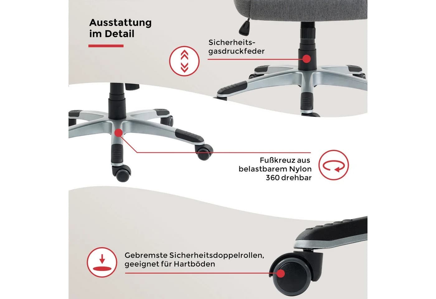 Chefsessel DUO COLLECTION Dirk Dunkelgrau Ergonomischer Bürostuhl mit Federkern - Bild 3
