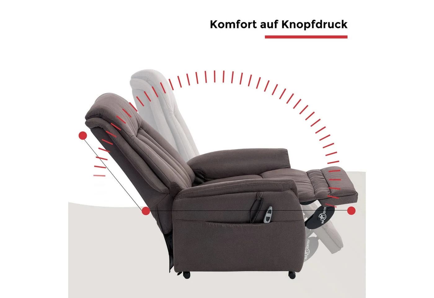 TV-Sessel Siena mit elektrischer Aufstehhilfe und Relaxfunktion - Braun - Bild 5