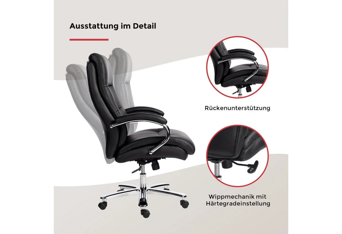 Duo Collection Chefsessel Federico 180 kg Schwarz Kunstleder - Bild 3