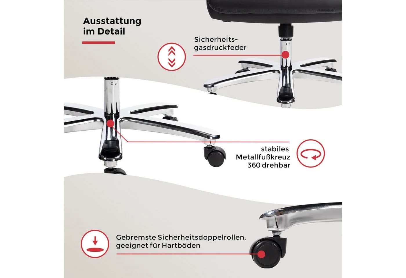 Duo Collection Chefsessel Federico 180 kg Schwarz Kunstleder - Bild 5