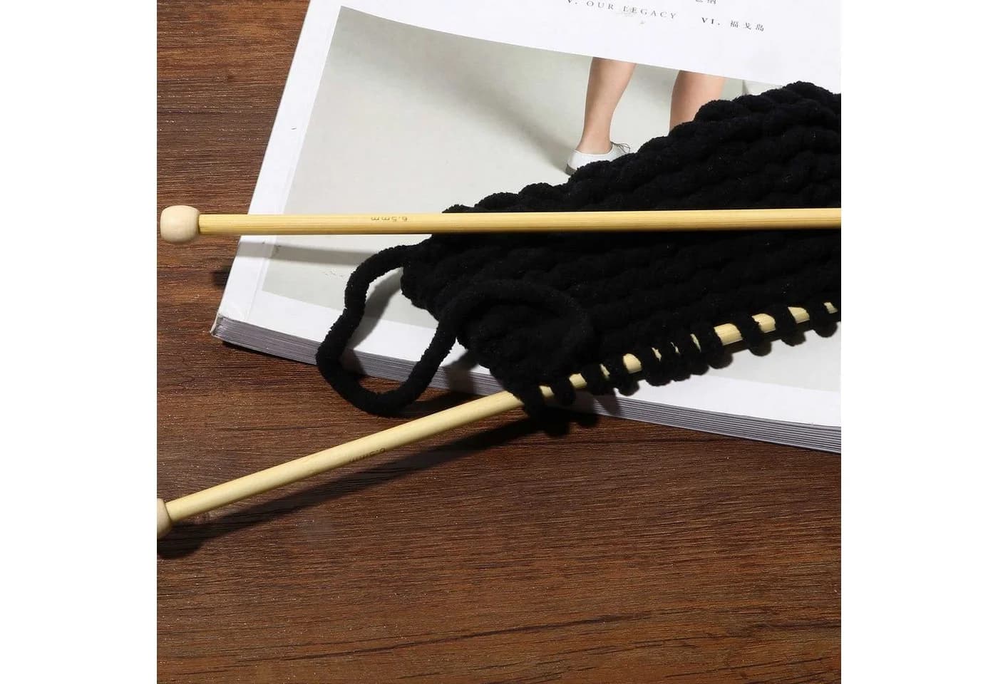 maDDma Stricknadeln 1 Paar Bambus-Stricknadel gerade Länge 35 cm Jackenstricknadeln - Bild 3