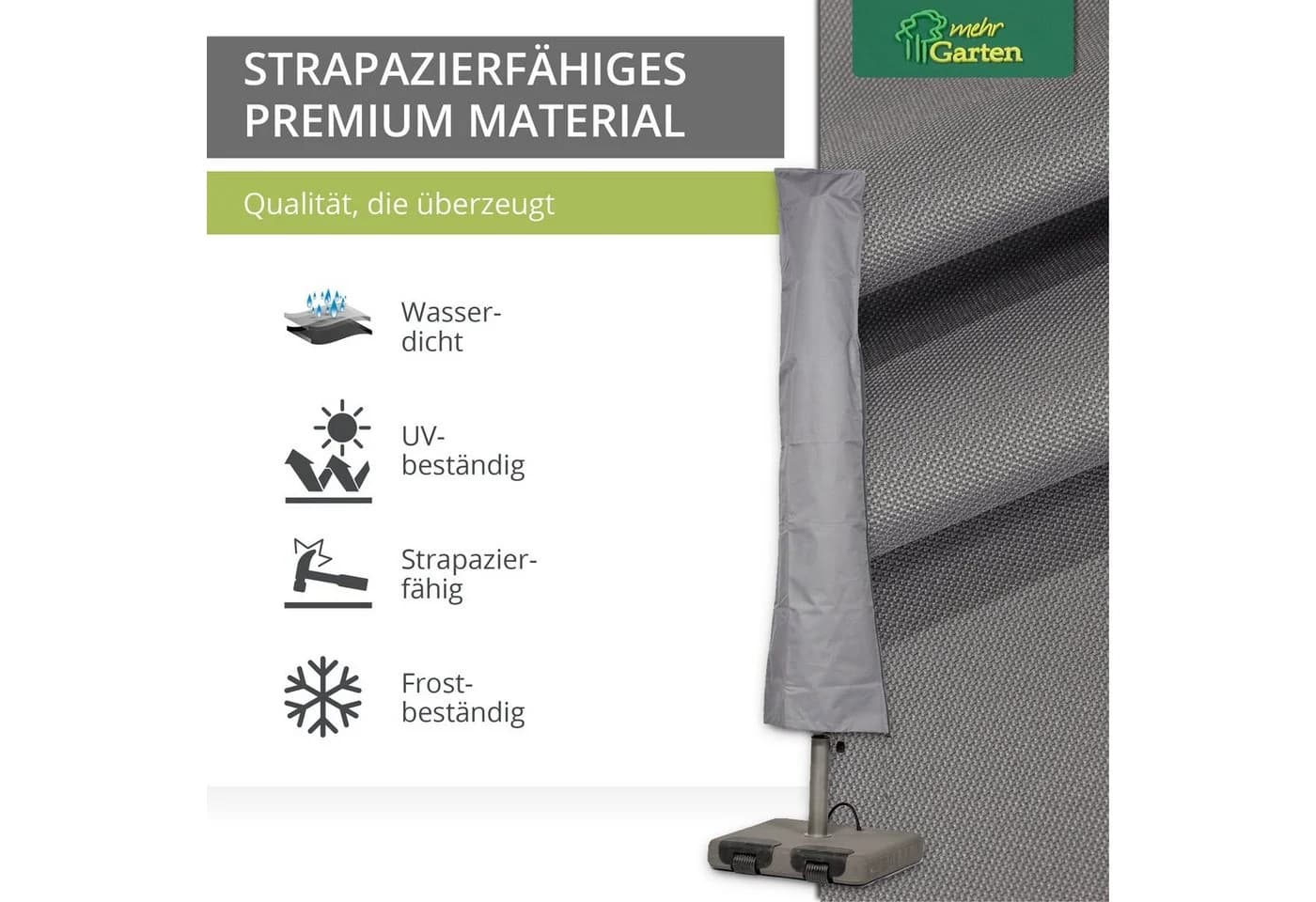 mehr Garten Sonnenschirm-Schutzhülle Premium Grau - Bild 3