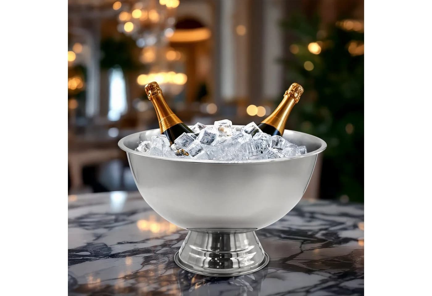 SPETEBO Champagnerschale Edelstahl Poliert 40cm Silber - Bild 5