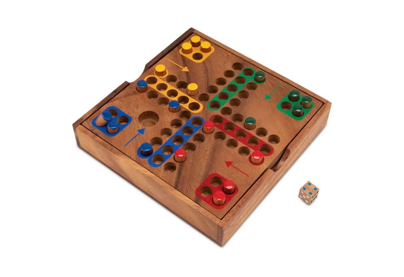 Logoplay LUDO M Holzspiel Kompakt Bunt für 2-4 Spieler