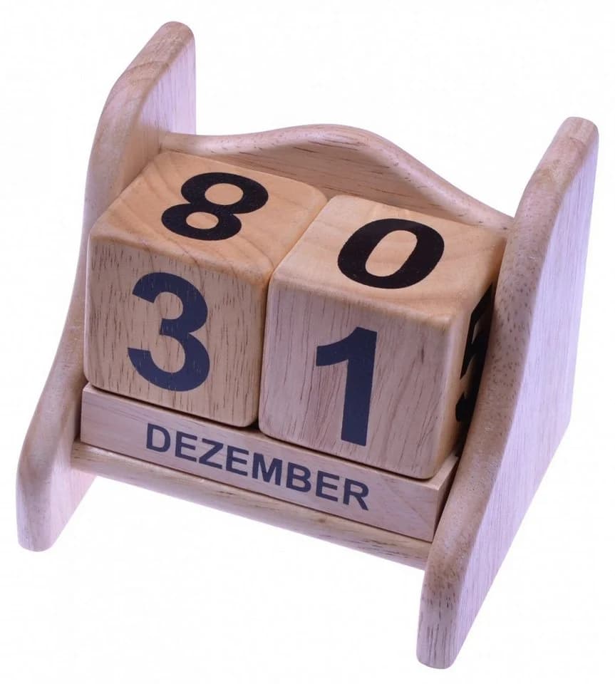 Logoplay Ewiger Kalender aus Holz - Dekorativer Dauerkalender Beige