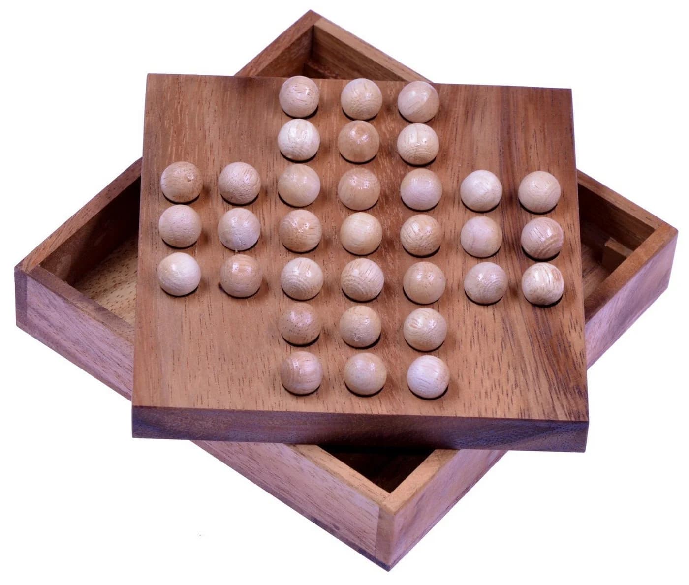 LOGOPLAY Solitär Spiel aus Holz mit 32 Kugeln