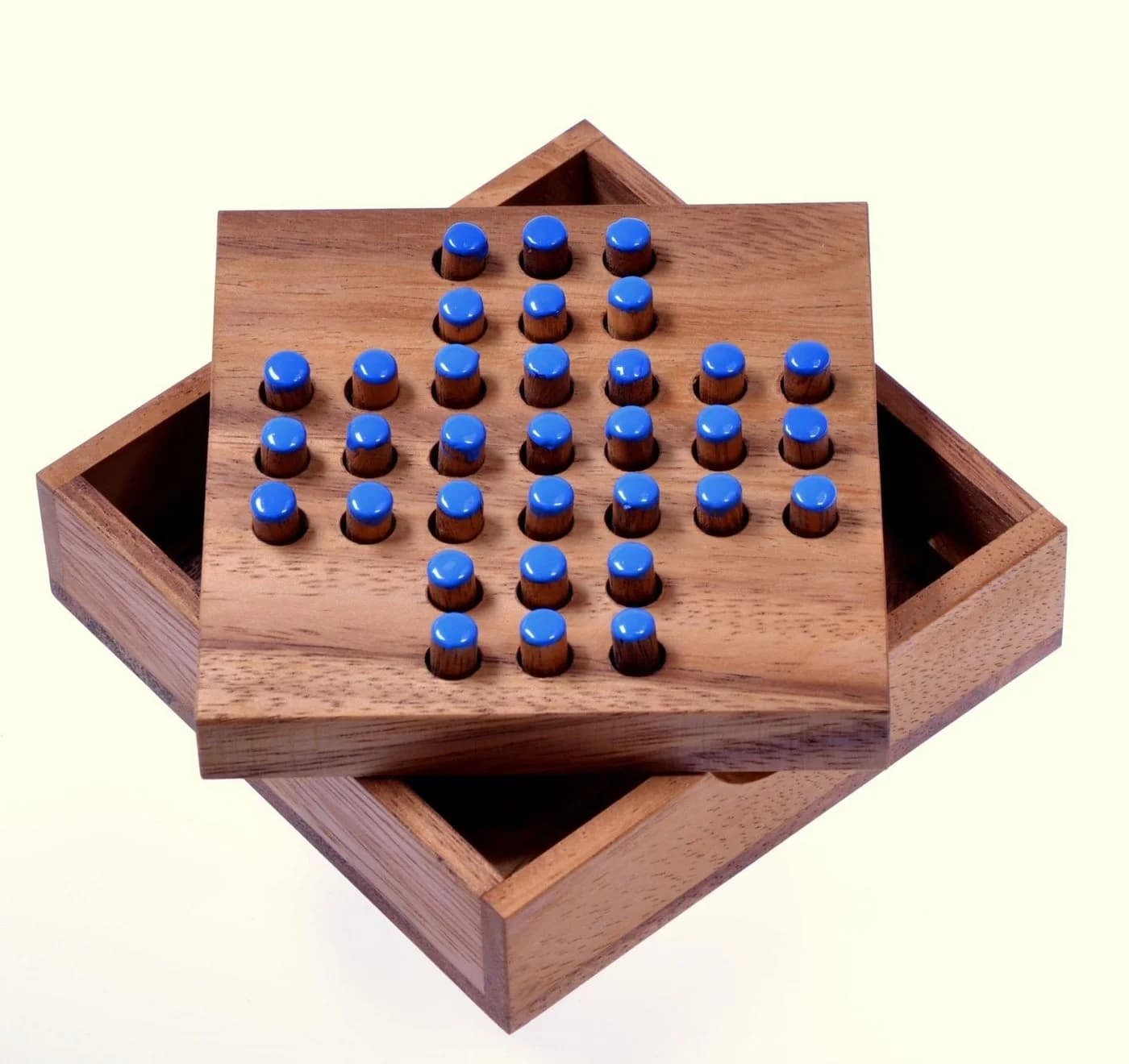 Logoplay Holzspiele Spiel, Solitär Gr. S - blaue Stecker