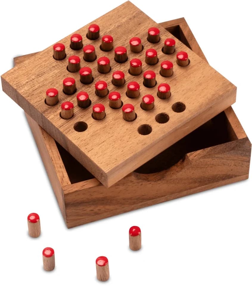 Logoplay Holzspiel Solitär Gr. L - Rote Stecker - 13x13 cm