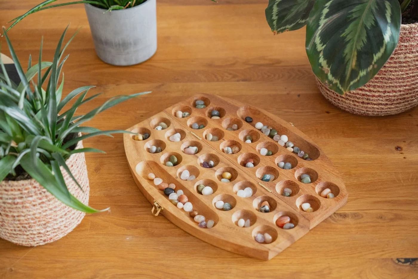 LOGOPLAY Bao Spiel oval Samena-Holz 75 Edelsteine Gold Metallverschluss - Bild 5