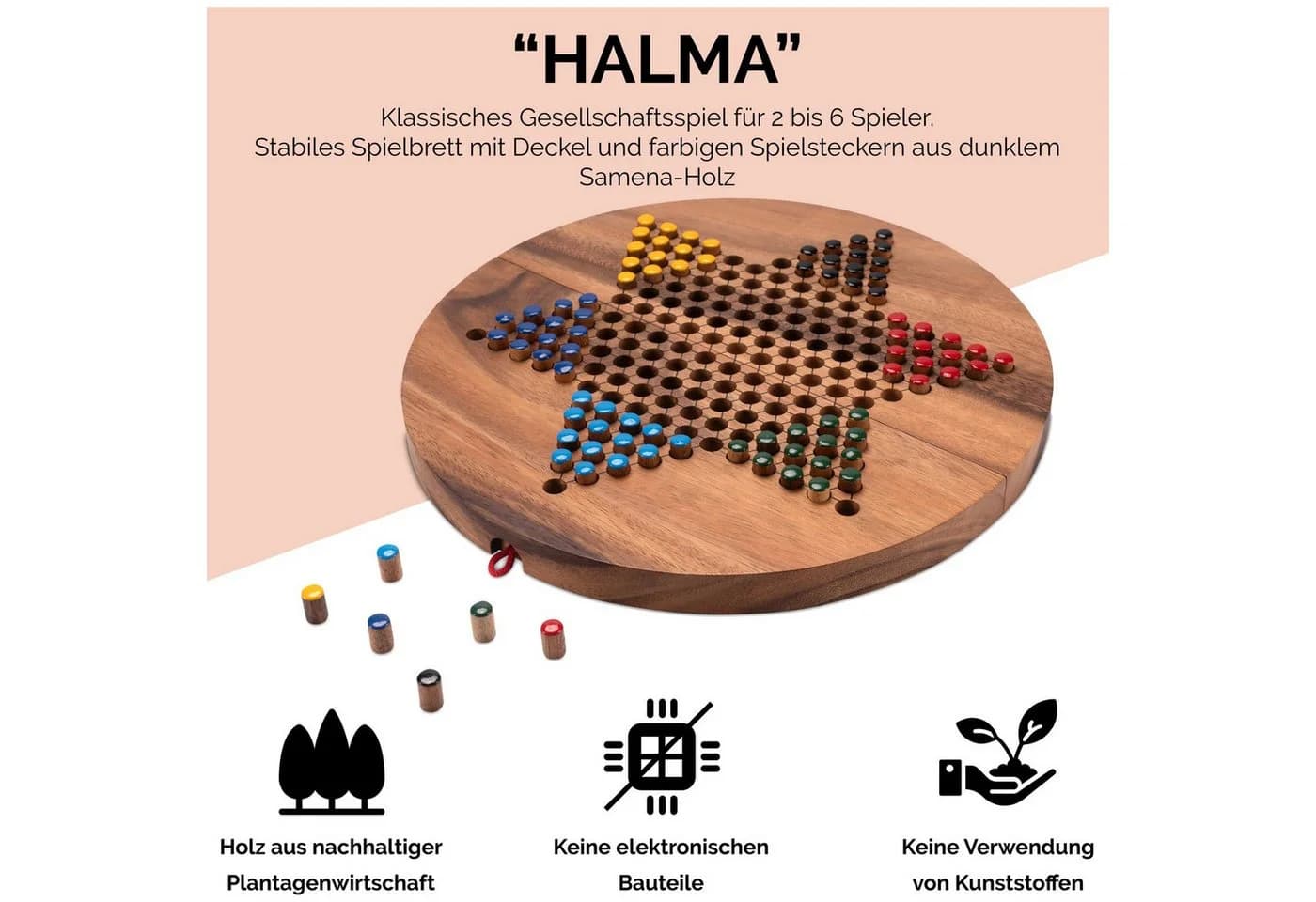 LOGOPLAY Halma Gr. XL Gesellschaftsspiel Samena-Holz - Bild 5