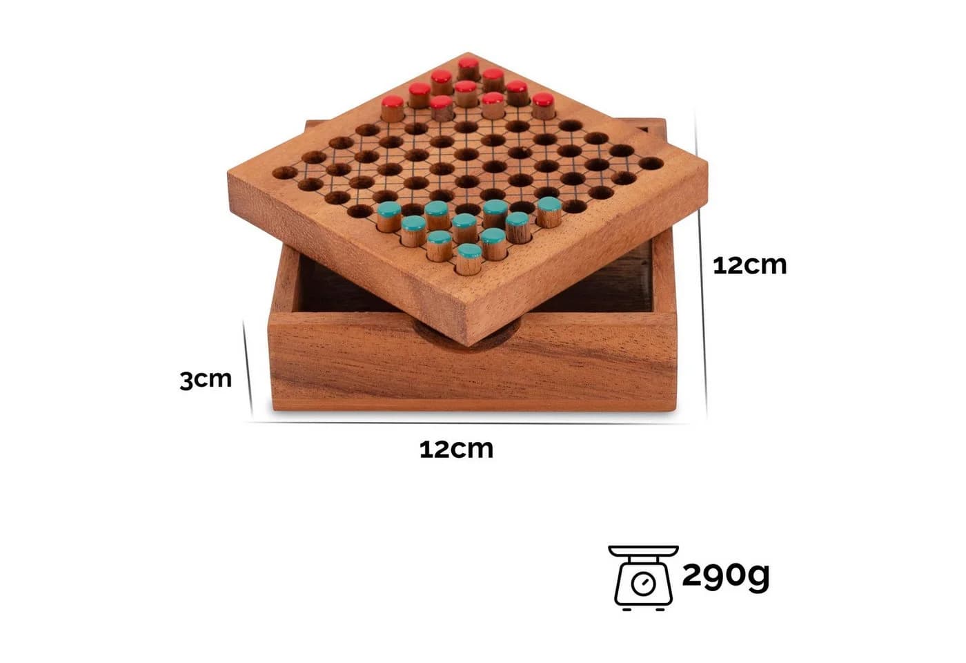 LOGOPLAY Halma Reisespiel Mini-Holzkasten Grün Rot für 2 - Bild 2