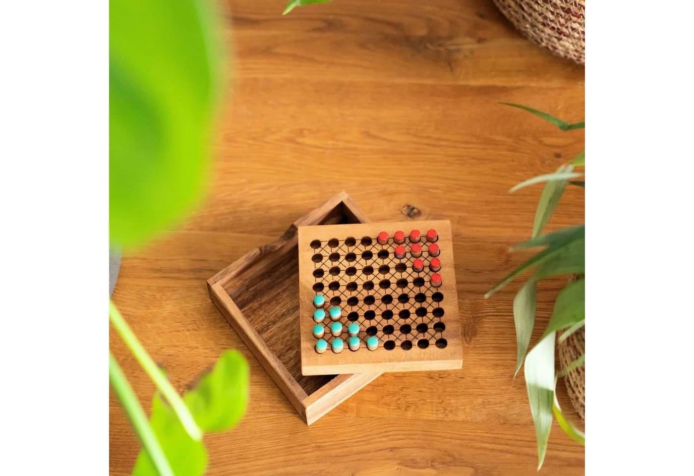 LOGOPLAY Halma Reisespiel Mini-Holzkasten Grün Rot für 2 - Bild 5