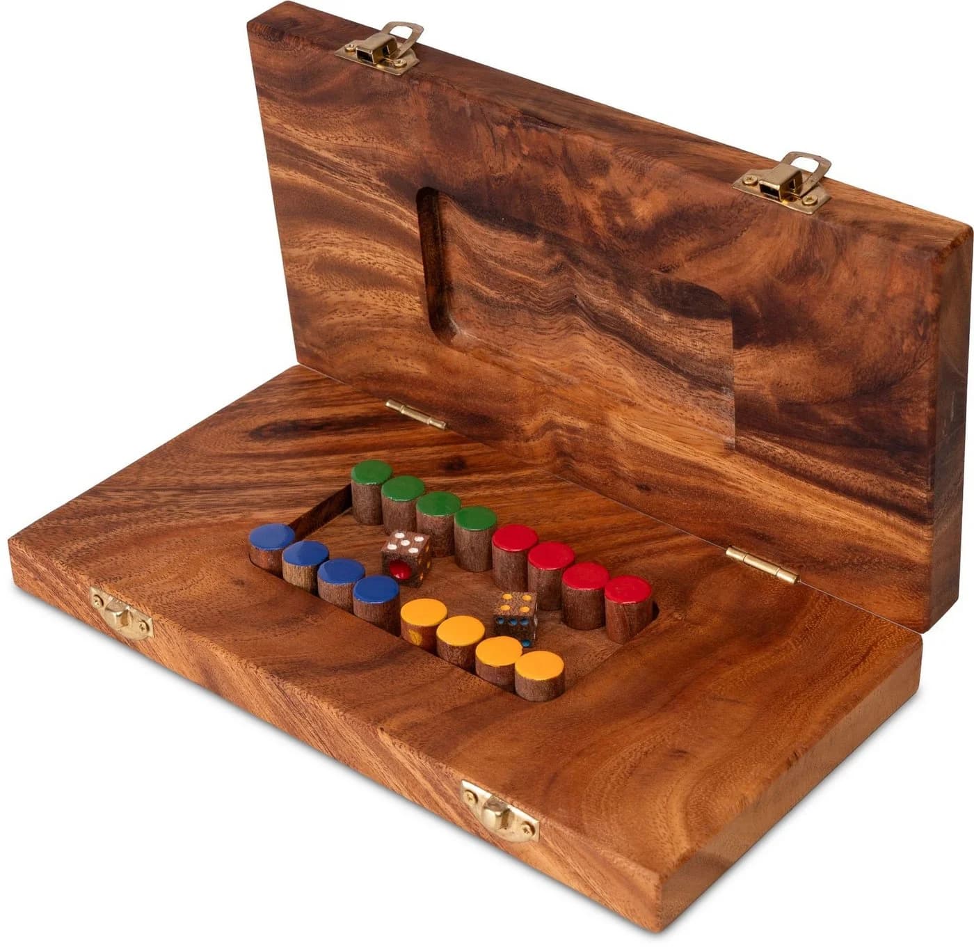 LOGOPLAY Ludo Brettspiel Klappbar mit Metallverschluss aus Holz - Bild 5