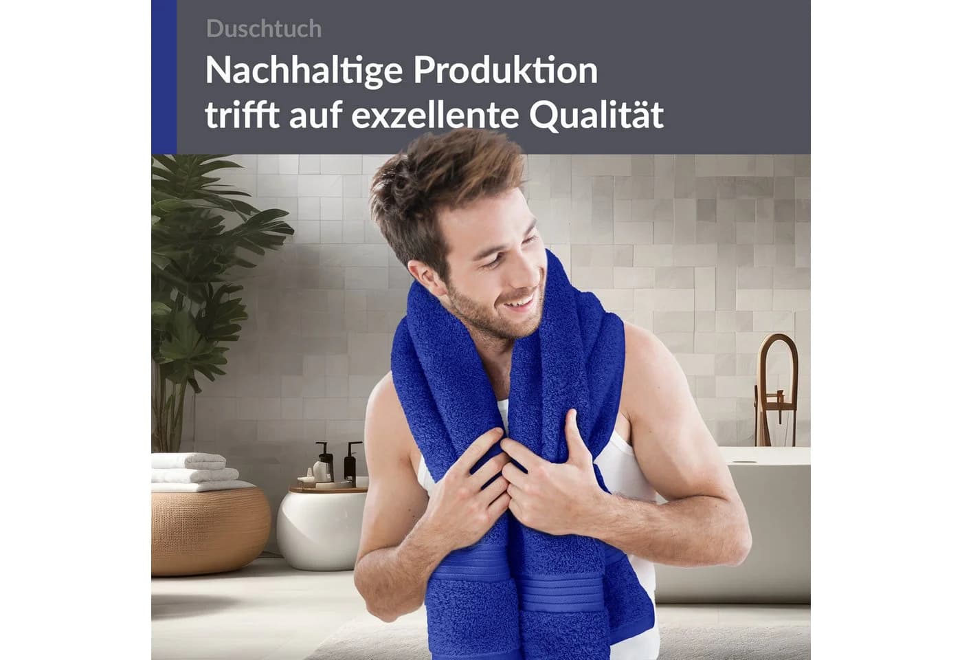 Lashuma Duschtuch Linz Frottee 70x140 blau - Bild 4