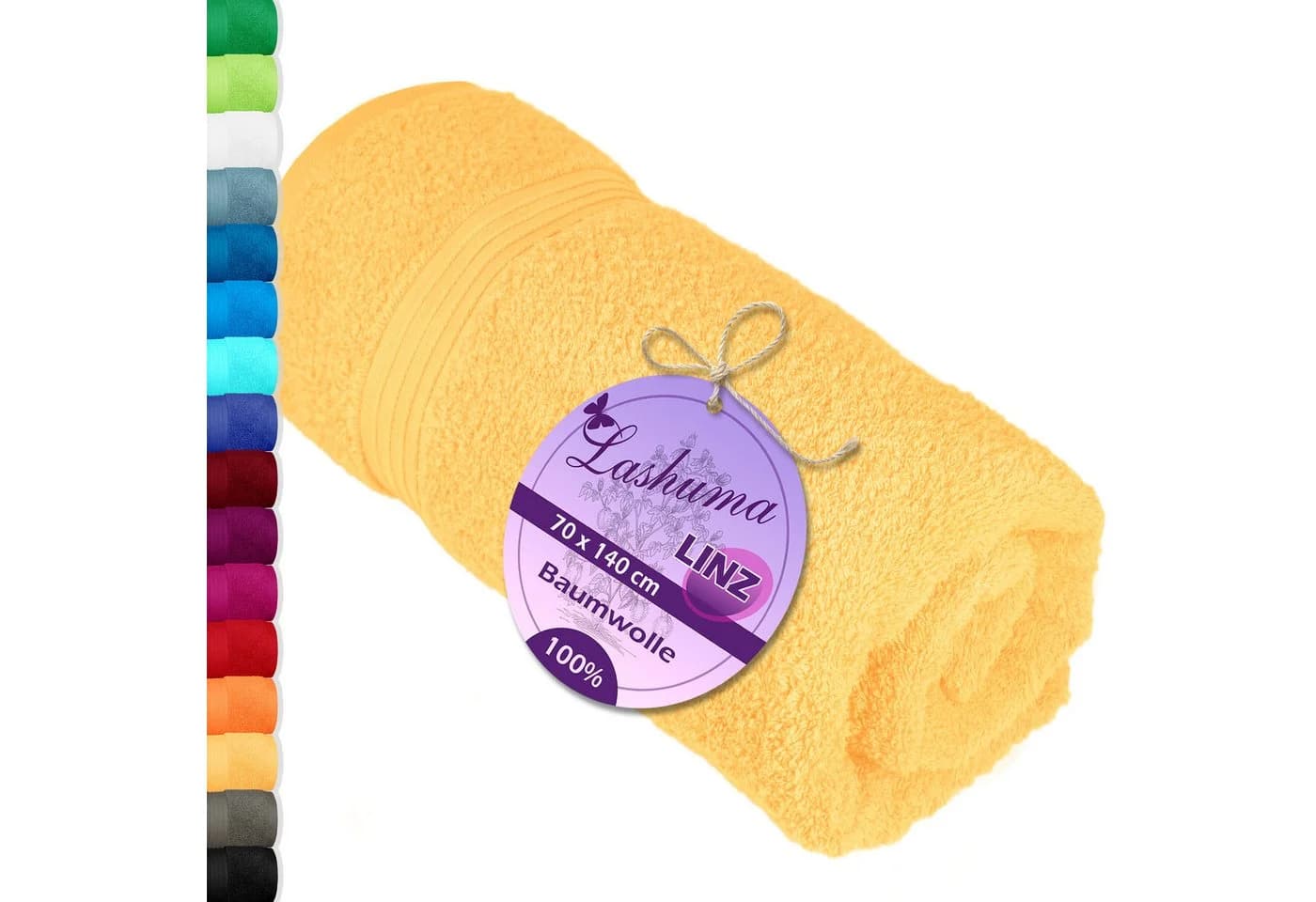 Lashuma Duschtuch Linz Frottee 70x140 Gelb 550g/qm - Bild 2