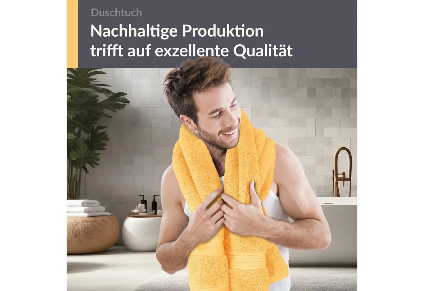 Lashuma Duschtuch Linz Frottee 70x140 Gelb 550g/qm - Bild 4