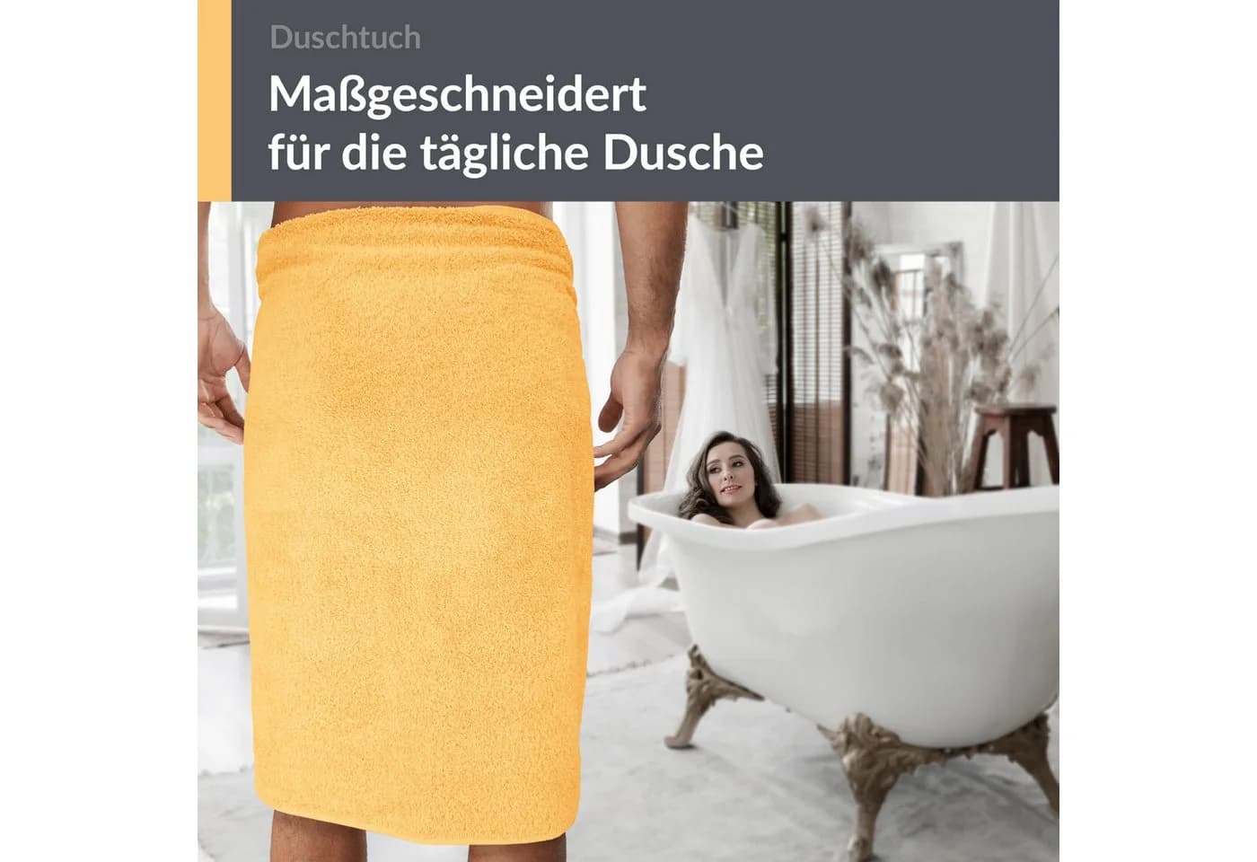 Lashuma Duschtuch Linz Frottee 70x140 Gelb 550g/qm - Bild 5