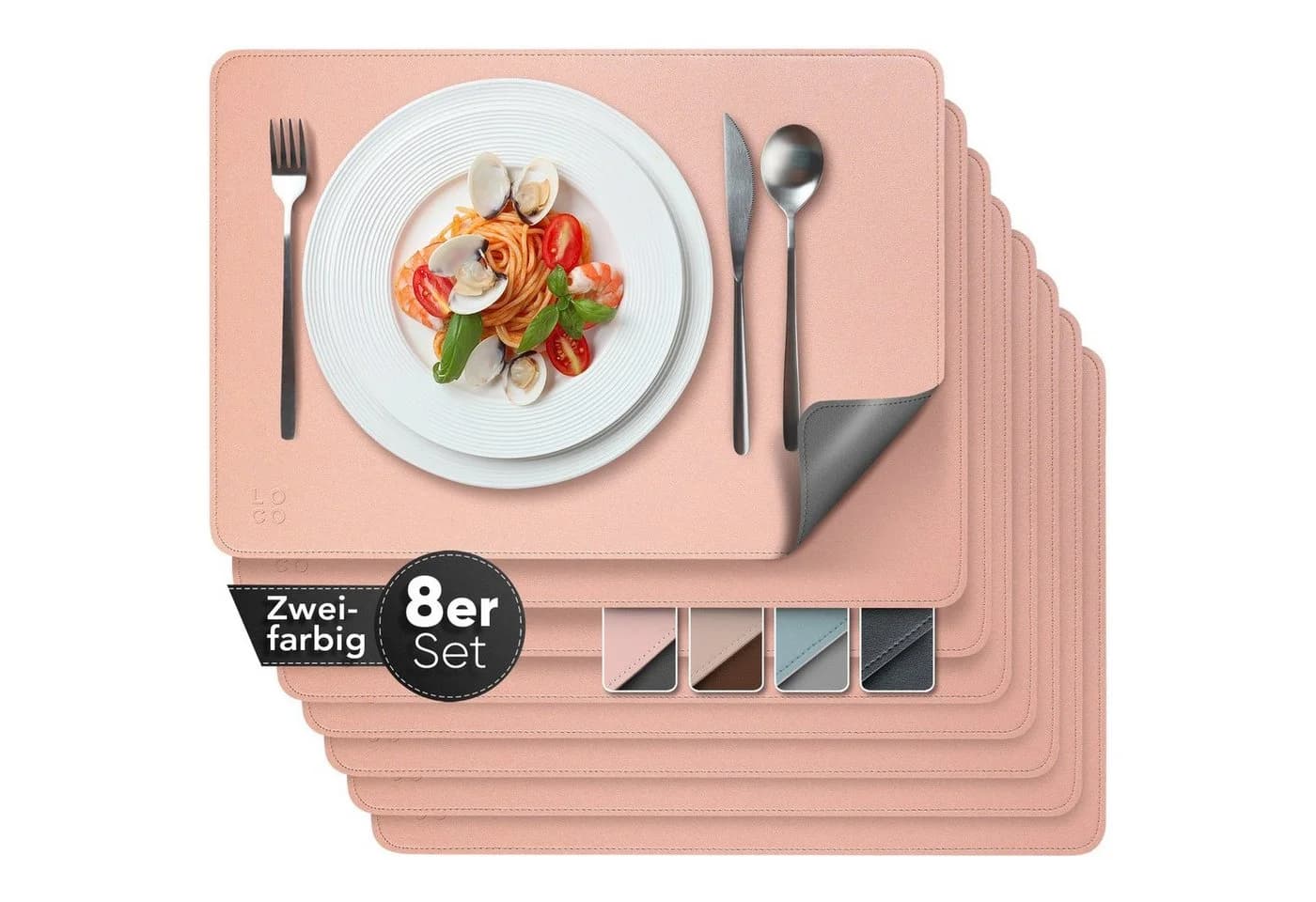 Loco Bird Platzset Kunstleder Rosa 8er Set Lederoptik - Bild 2
