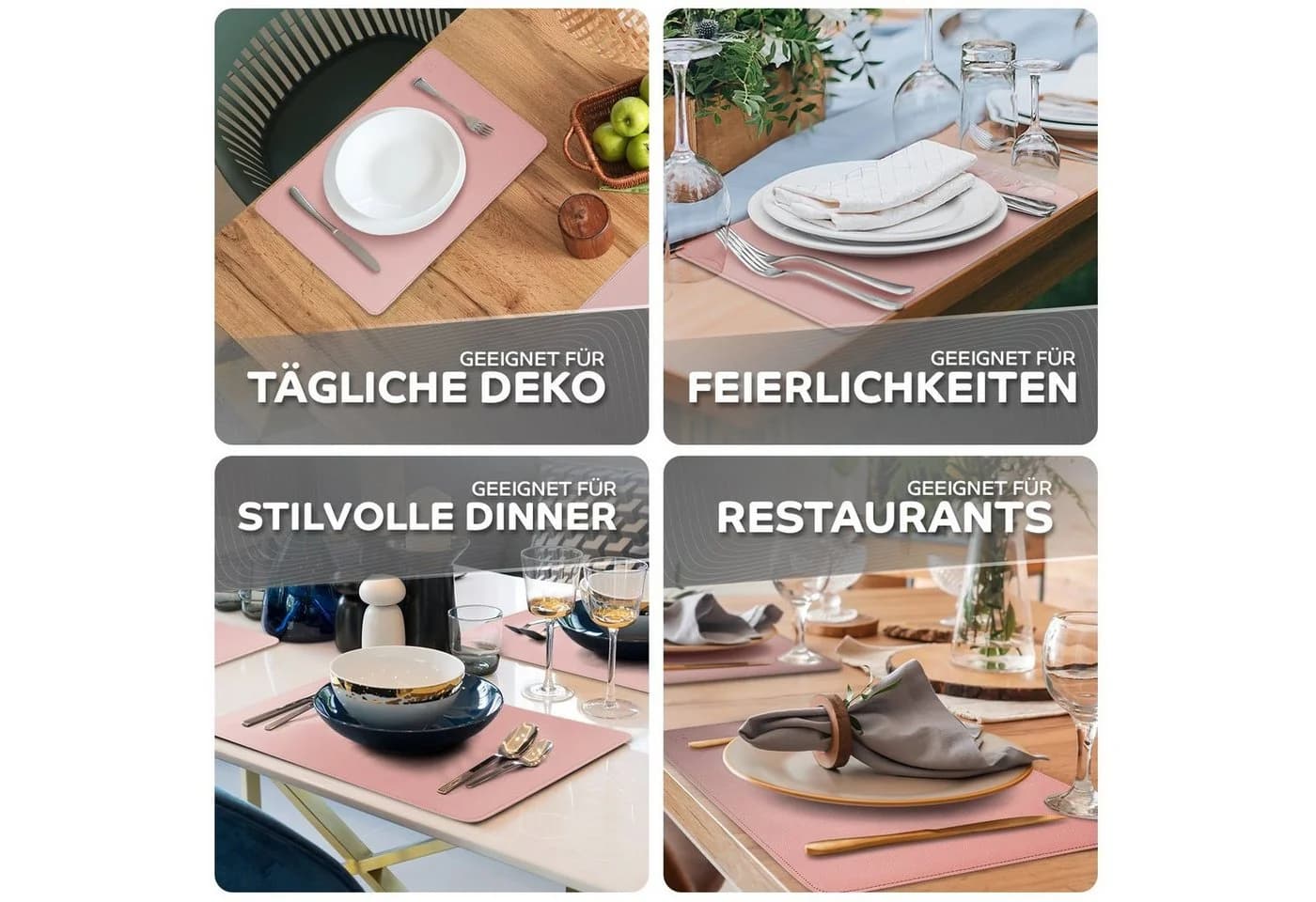 Loco Bird Platzset Kunstleder Rosa 8er Set Lederoptik - Bild 3