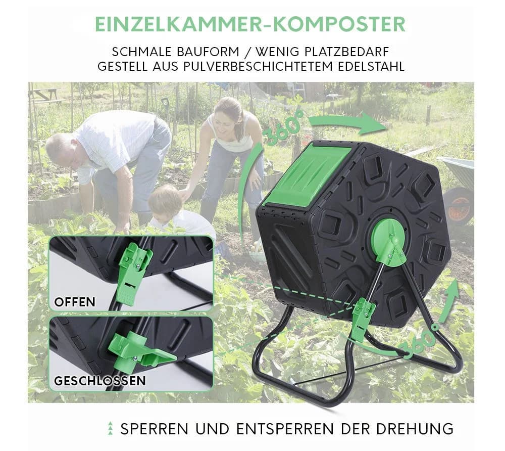WESTMANN Trommelkomposter Humus 60L Grün - Bild 5