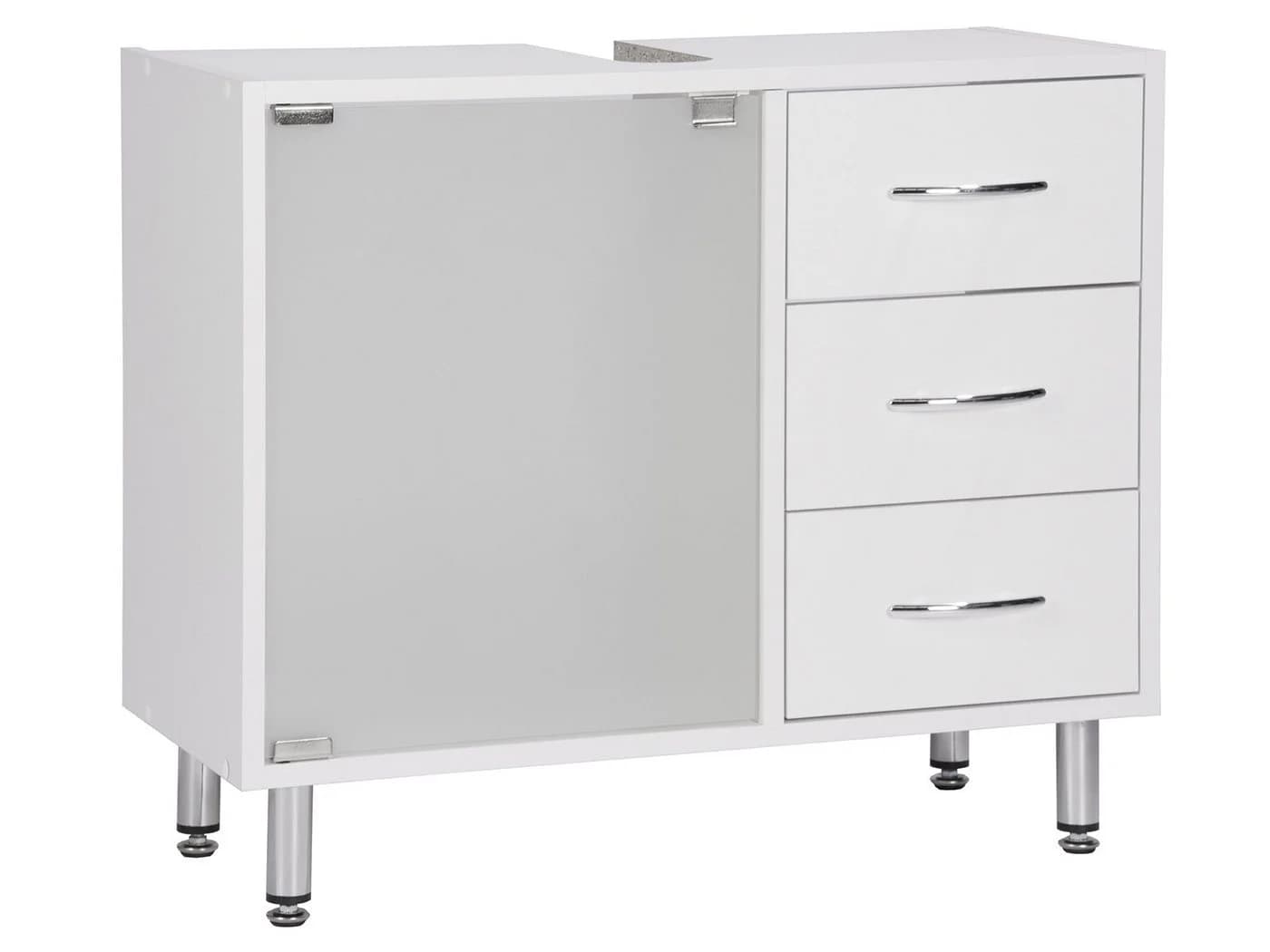 Finori Waschbeckenunterschrank Weiß mit Milchglastür - Bild 2