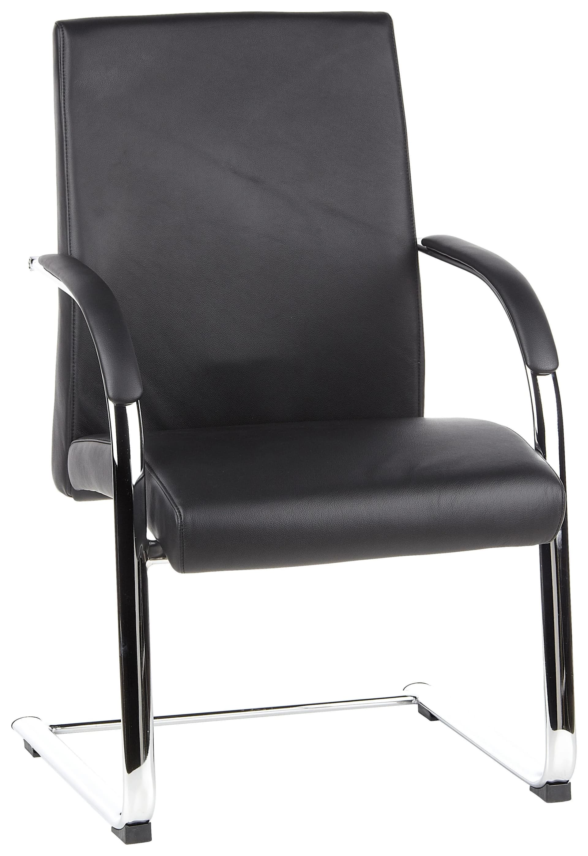 hjh OFFICE Freischwinger BAROLO V Leder mit Armlehnen Schwarz - Bild 2