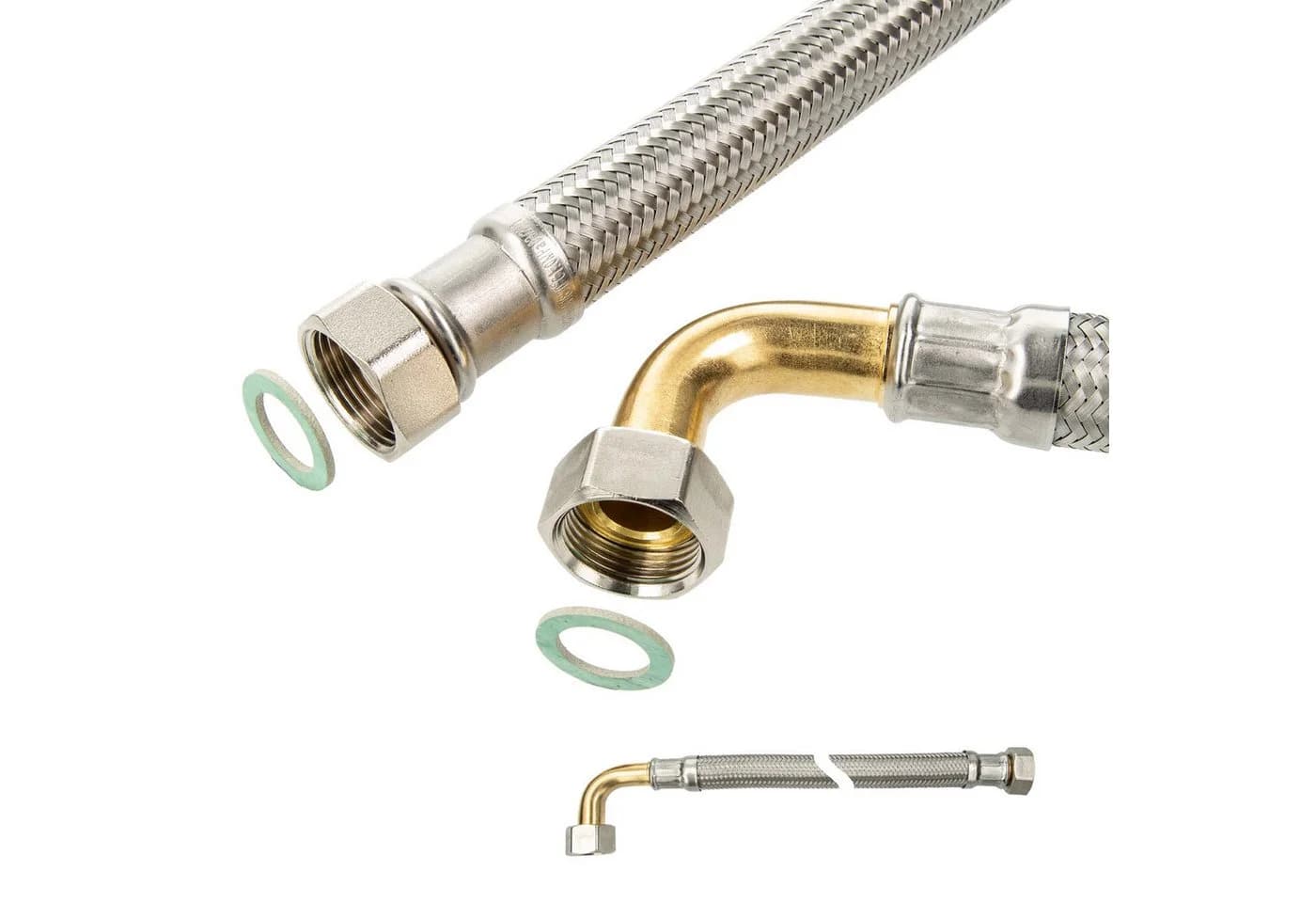 tecuro Flexschlauch 90° Bogen 1/2 Zoll IG x IG 500mm Sanitär & Heizung - Bild 2